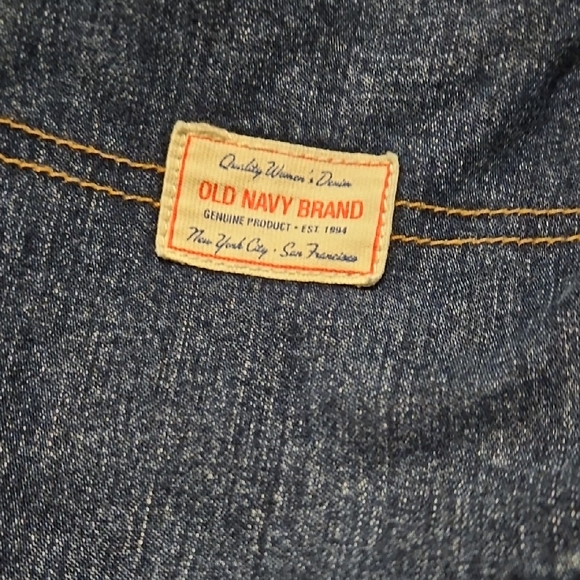 Y2K Old Navy Blue Denim Women Jean Short Overalls - Picture 4 of 5